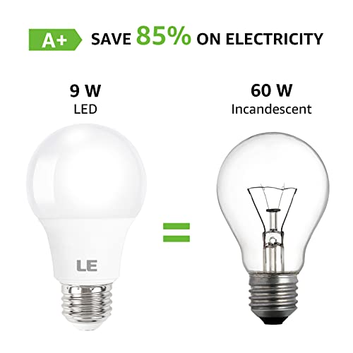 LE LED Light Bulbs 60 Watt Equivalent, 9W 800 Lumens Non-Dimmable, Daylight White 5000K, A19 E26 Standard Medium Base, 100...