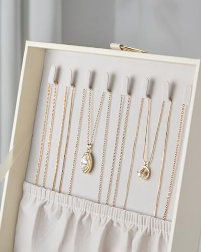 pickpiff 2 Layer Jewelry Box Organizer for Women, Jewelry Organizer with Handle & Removable Tray, Necklace Holder Ring Ear...