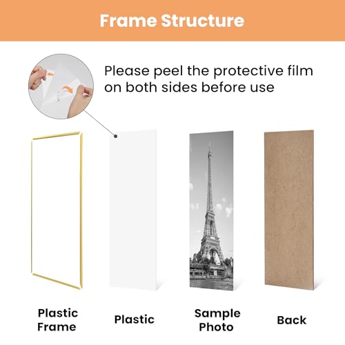 upsimples 12x16 Picture Frame Gold 3 Pack, Scratch-Proof Poster Frames 12 x 16 for Photo Gallery - Slide-In Strips, Horizo...