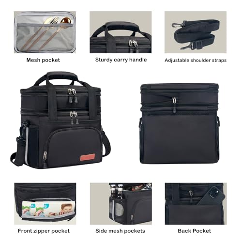JOINGO Tactical Lunch Box for Men & Women – Expandable 16L Double Deck Insulated Cooler Bag for Work, Construction & 12-Ho...