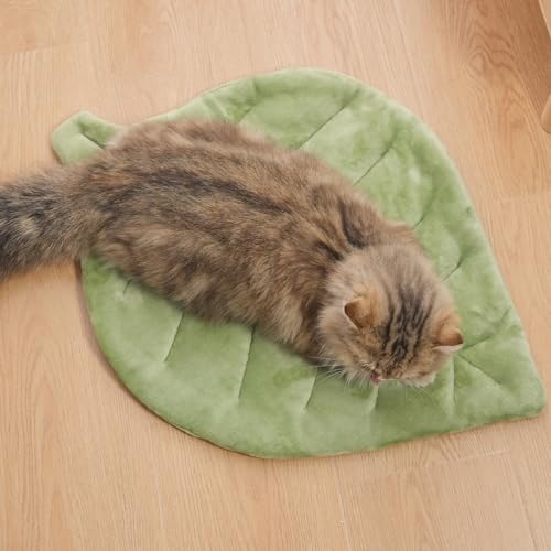 Nimorio Self Warming Cat Leaf Mat,Comfortable Soft Fabric Breathable Cozy Cat Warm Bed Mat with Foil Insulation,Cat Bed Ma...
