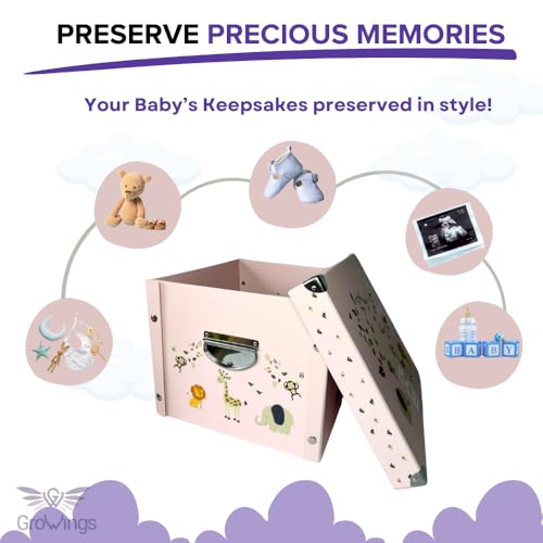 GroWings Baby Keepsake Box - Large Memory Storage for Newborns, Suitable for Boys and Girls, Strong, Durable, and Collapsi...