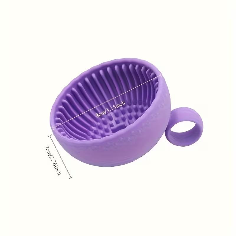 Silicone Makeup Brush Cleaner Bowl - 1pcs Unscented Brush Cleaning Mat with Scrubber Pad for Eyebrow, Blush, Facial & Eye ...