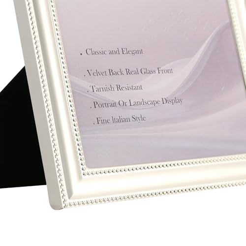 YiPinYin Classy Silver Plated 8x10''Photo Frame 2 pack,Classic Beaded Frame 8x10'' Mat 5x7'',Real Glass Front and Velvet B...