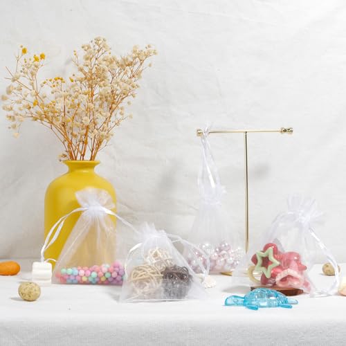 Organza Bags, White Organza Bags, 50Pcs, Sheer Organzas Bag 3 x 4 inch, Jewelry Gift Bags, Party Favor Bags with Drawstrin...