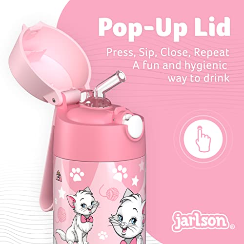Jarlson® Kids Water Bottle CHARLI [12OZ] - Stainless Steel Thermo Bottle with Straw - Insulated, Spill Proof Waterbottle f...
