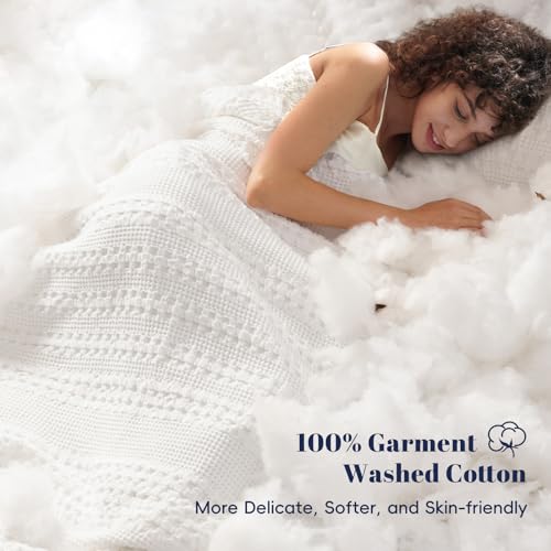 PHF 100% Cotton Waffle Weave Blanket King Size for Bed, Soft Lightweight & Breathable for Spring and Summer, All-Season Co...