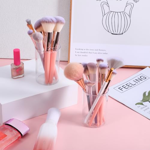 Psiriol 2 PCS Round Acrylic Pen Holder, Cylinder Container Organizer, Pencil Holders, Clear Round Makeup Brush Holder, Des...