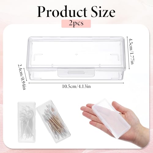 Portable Travel Cotton Swab Holder, 2 Pcs Clear Plastic Cotton Pad Storage Container, Small Dental Floss Picks Case with D...
