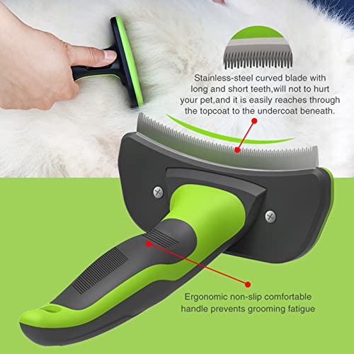 JOYPAWS Pet Grooming Brush for Dogs and Cats, Green, Effectively Reduces Shedding by Up to 95%, Self-Cleaning, Long or Sho...