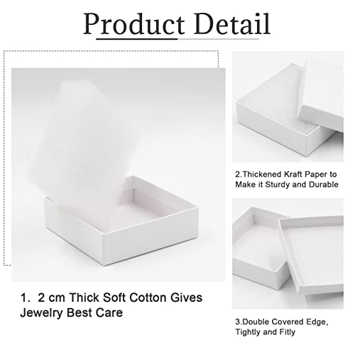 opaprain Cardboard Jewelry White Gift Boxes 20 Pack3.5×3.5×1 inches, its apply to displaying necklaces, rings, bracelets, ...