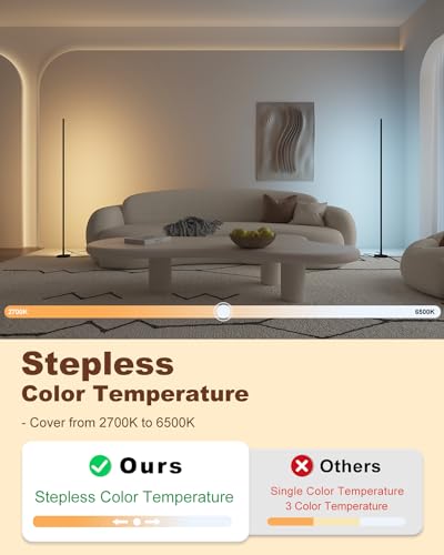 TACAHE Minimalist Corner Floor Lamp - 2700K-6500K Dimmable LED Night Light - Modern Standing Mood Lamp with Remote Control...
