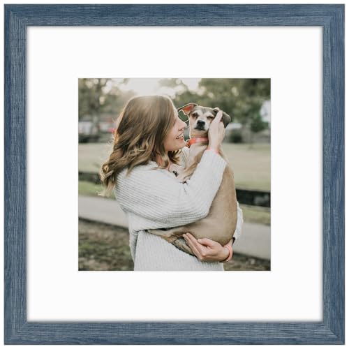 Golden State Art 12x12 Picture Frame with Mat for 8x8 Picture - Engineered Wood Shatter Resistant Plexiglass - Gallery Wal...