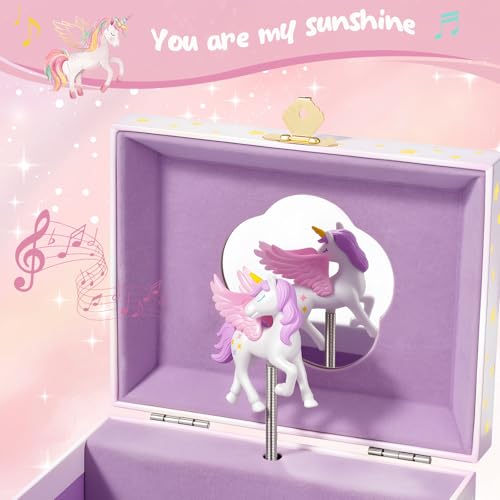 ProCase Unicorn Jewelry Box for Girls, Kids Musical Jewelry Boxes with Spinning Unicorn Doll, Birthday Christmas Gifts for...