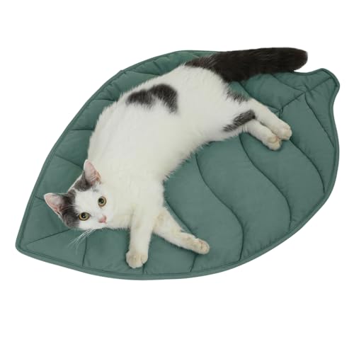 Letalong 30 X 20 Inch Leaf Shaped Cotton Cat Bed Pad, Warming Cat Mat, Pet Warming Pad for Cats, Warmer Mat for Feral and ...