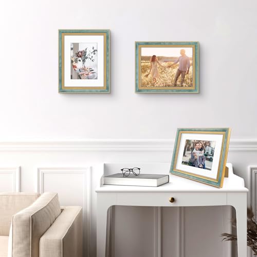 Golden State Art, 8.5x11 Ornate Picture Frame With White Mat for 6x8 Photo or Display 8.5 x 11 Print without Mat Color Dis...
