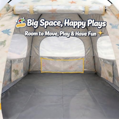 Baby Beach Tent Pop Up Sun Shelter with UPF 50+ UV Protection, Silver-Coated Interior, Breathable Mesh Ventilation, Easy S...