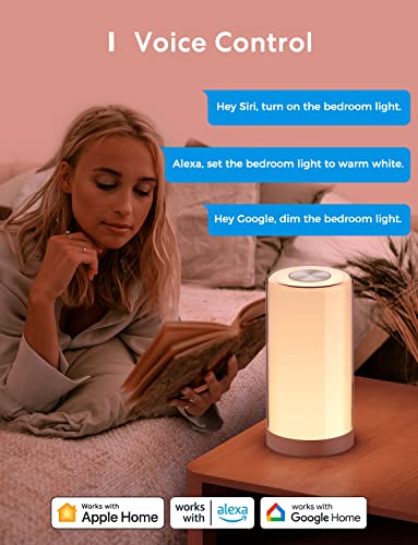 meross Smart Table Lamp, Bedside Lamp, Compatible with Apple HomeKit, Siri, Amazon Alexa and SmartThings, Tunable White an...