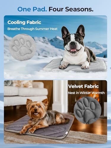 Pawhoo Dog Cooling Mat, Reversible Cool & Warm Pet Orthopedic Pad, Thick Mat for Summer & Winter, Machine Washable, Portab...
