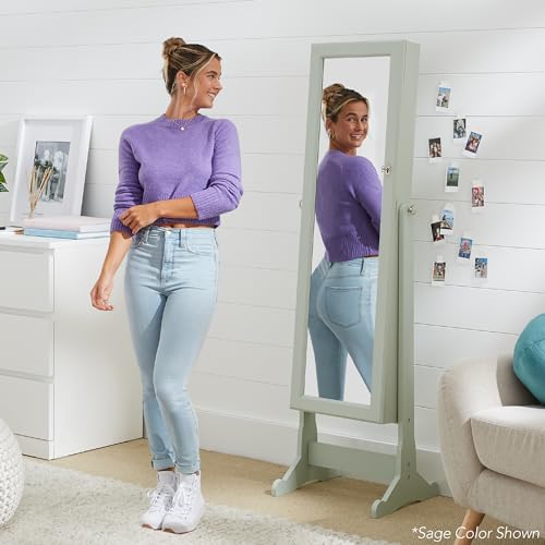Best Choice Products Freestanding Jewelry Armoire Cabinet, Full Length Standing Mirror, Lockable Makeup Storage Organizer,...