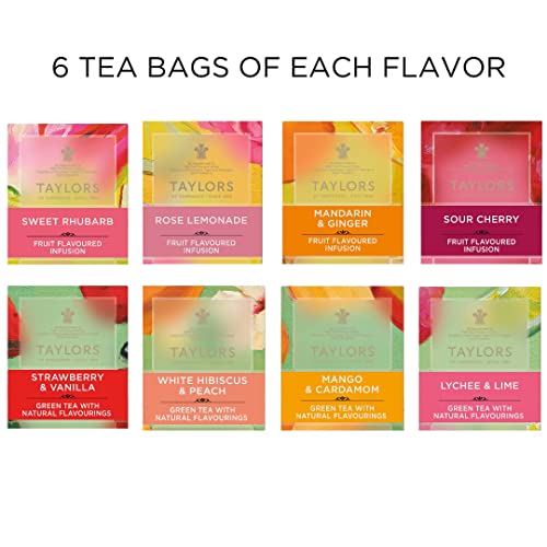 Taylors of Harrogate Assorted Green & Herbal Teas Sampler, Variety Pack Gift Box, Individually Wrapped Bags, 48 Count (Pac...