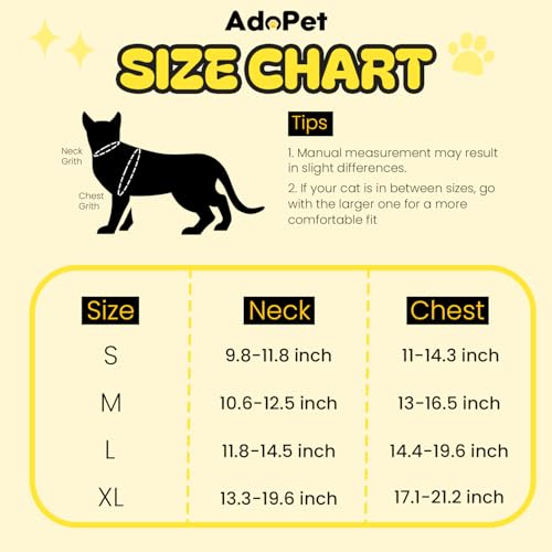 AdoPet No-Pull Cat Harness and Leash Set for Small Cats – Adjustable Reflective Soft Padded Pet Vest for Walking & Trainin...
