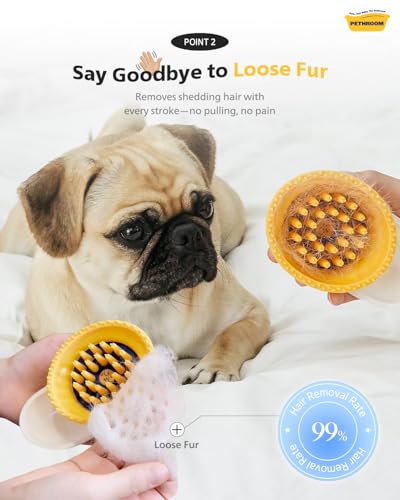 PETHROOM Silicone Cat Brush for Shedding – Gentle Grooming & Relaxing Massage, Light Deshedding Tool, Removes Loose Fur & ...