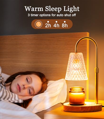 Candle Warmer Lamp Electric Timer - Candles Wax Warmers Glass Lamps for Jar Candles Burner No Flame Scented Melting Warmin...