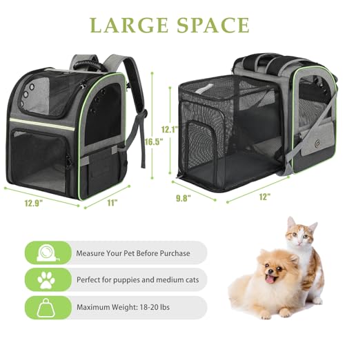 Cat Carrier Backpack, Large Cat Backpack Carrier Soft, Expandable Airline Approved Cat Carrier for Small Dogs Puppies Medi...