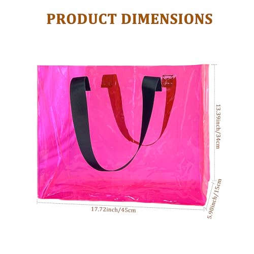 TotePrint Holographic PVC Beach Bag Waterproof - 18×13×6inch Large Clear Tote for Women Men Pool Travel Sandproof Carry All