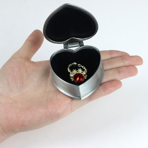 Vintage Metal Trinket Jewelry Box, Small Heart Shape Jewelry Organizer Rose Flower Sunflower Antique Treasure Chest Ring H...