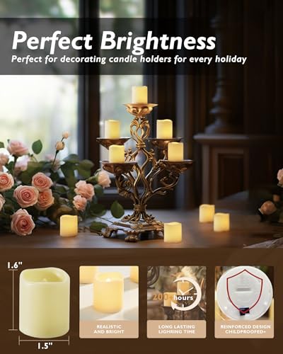 Homemory 24Pack Flickering Flameless Votive Candles,200+Hour Electric Fake Candles,Battery Operated LED Tealight for Weddi...