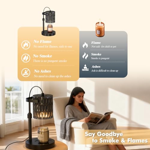 WYghyronic Candle Warmer Lamp with Adjustable Height & Timer - 4-Level Dimmable Wax Warmer for Jar Candles, Includes 2 Bul...