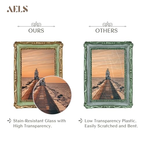 AELS 4x6 Inch Vintage Picture Frame, Elegant Antique Photo Frames with Glass Front, Photo Display, Tabletop Wall Hanging, ...