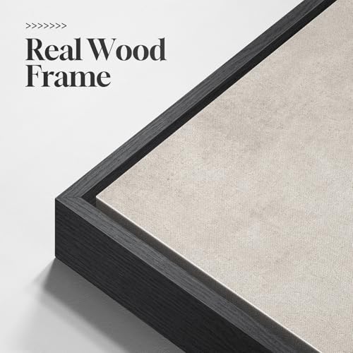Large Framed Neutral Abstract Wall Art for Living Room, Set of 2 Black and Beige Modern Canvas Prints Paintings Artwork fo...