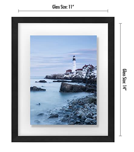 Americanflat 11x14 Floating Picture Frame with Polished Crystal-Clear Glass - Use as 8x10 Picture Frame or Display 5x7 Pho...