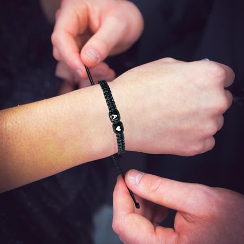 Father's Day Gifts Matching Couple Bracelets Letter Initial Bracelet for Men Women Cute Anniversary Gifts Mother Father So...