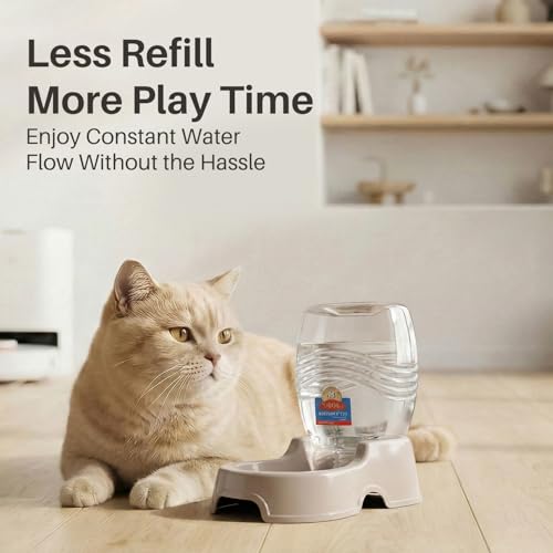 Flexzion Automatic Gravity Pet Waterer for Cat & Dog - Non-Skid & Easy-Clean Auto Replenish Water Dispenser Drinking Bowl...