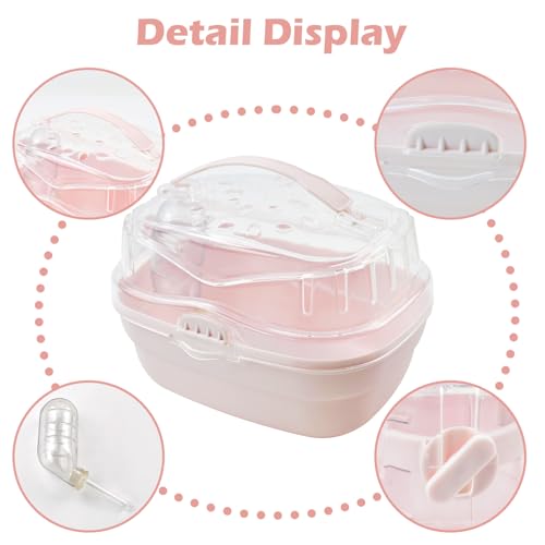 MUYG Hamster Carrier Cage with Water Bottle,Portable Hamsters Travel Cage Plastic Guinea Pig Carrying Cases Small Animal C...