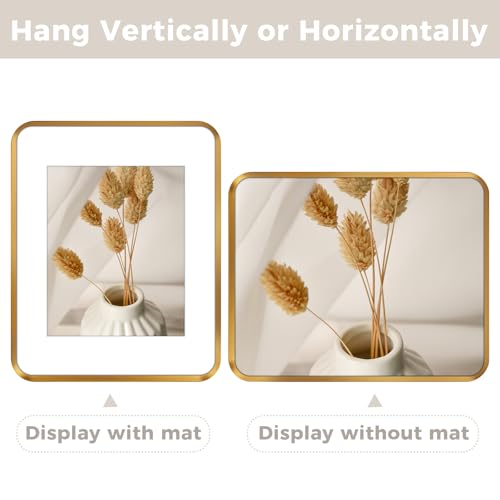 Golden State Art 11x14 Aluminum Picture Frame Bronze - With Round Corners - With Mat for 8x10 Photo or Without Mat for 11 ...