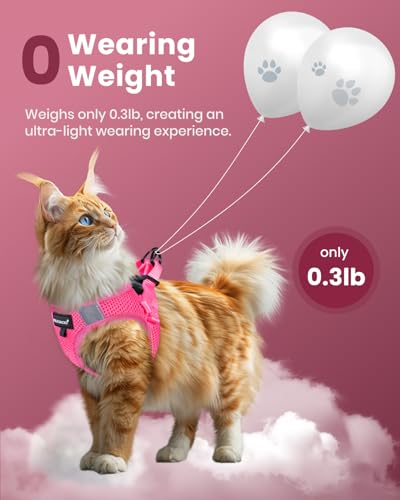 FAYOGOO Cat Harness and Leash Set | Upgrade Step-in Escape Proof Harness | Lightweight Soft Vest, No-Choke Design for Walk...