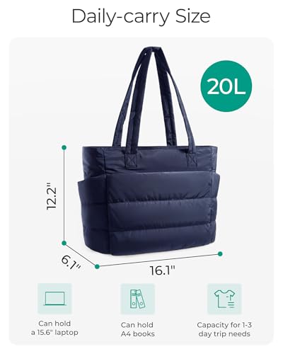 BAGSMART Tote Bag for Women, Lightweight Puffy Tote Bag with Compartments Shoulder Bag Handbag for Travel, Work, Gym | Lig...