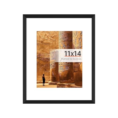 Arrow king 11x14 Black Picture Frame, Display Pictures 8x10 with Mat or 11x14 Without Mat, Wall or Tabletop Display with S...