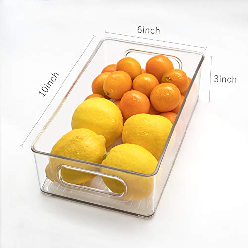 Stackable Refrigerator Organizer Bins, 6 Pack Clear Kitchen Organizer Container Bins with Handles and 20 PCS Plastic Bags ...