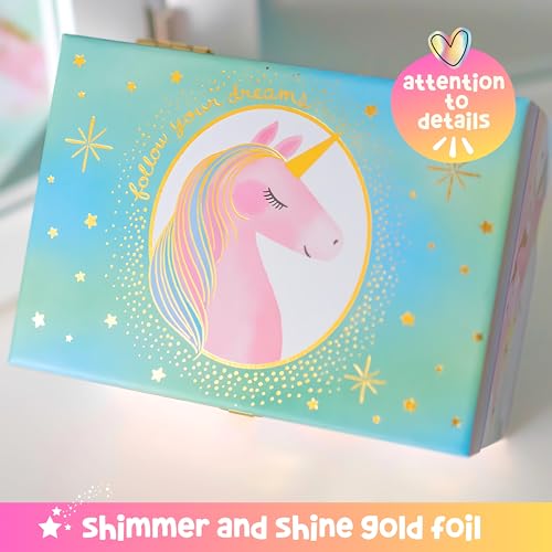 Giggle & Honey® Musical Jewelry Box for Girls - Kids Jewelry Box, Unicorn Toys for Girls 4-6, Unicorn Gifts