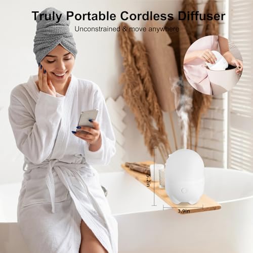 Marchred 150ML Cordless Essential Oil Diffuser, Rechargeable Battery Powered Diffuser, Small Portable Aromatherapy Air Hum...