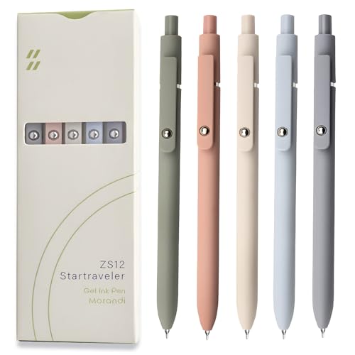 UIXJODO Gel Pens, 5 Pcs 0.5mm Black Ink Pens Fine Point Smooth Writing Pens, High-End Series Pens for Journaling Note Taki...