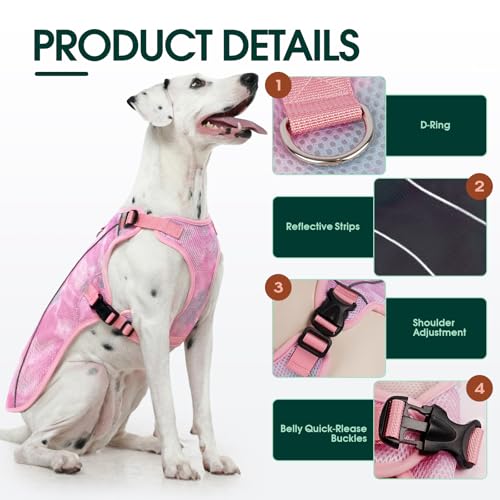 Kuoser Dog Cooling Vest for Dogs, Lightweight Cooling Shirt for Small Medium Large Dogs, Adjustable Pet Cooler Jacket with...