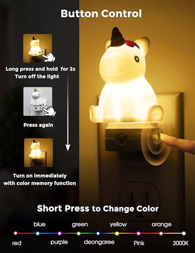 L LOHAS LED Plug-in Night Light for Kids, Cute Color Changing LED Night Light with Dusk to Dawn Sensor, Christmas, Birthda...