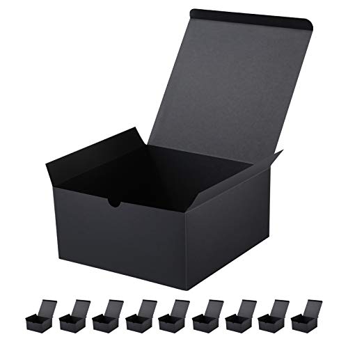 JINMING 10 Gift Boxes 8x8x4 Inches, Matte Black Gift Boxes Bulks for Mother's Day, Father's Day, Party, Birthday, Groomsma...